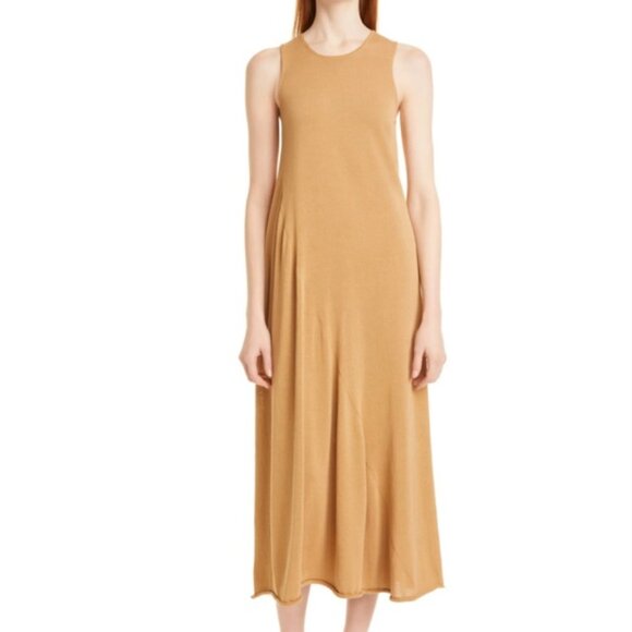 VINCE Shirred Tank Maxi Dress in Pale Walnut - Picture 2 of 11